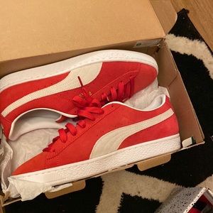 Red puma shoes new with box and white shoe laces